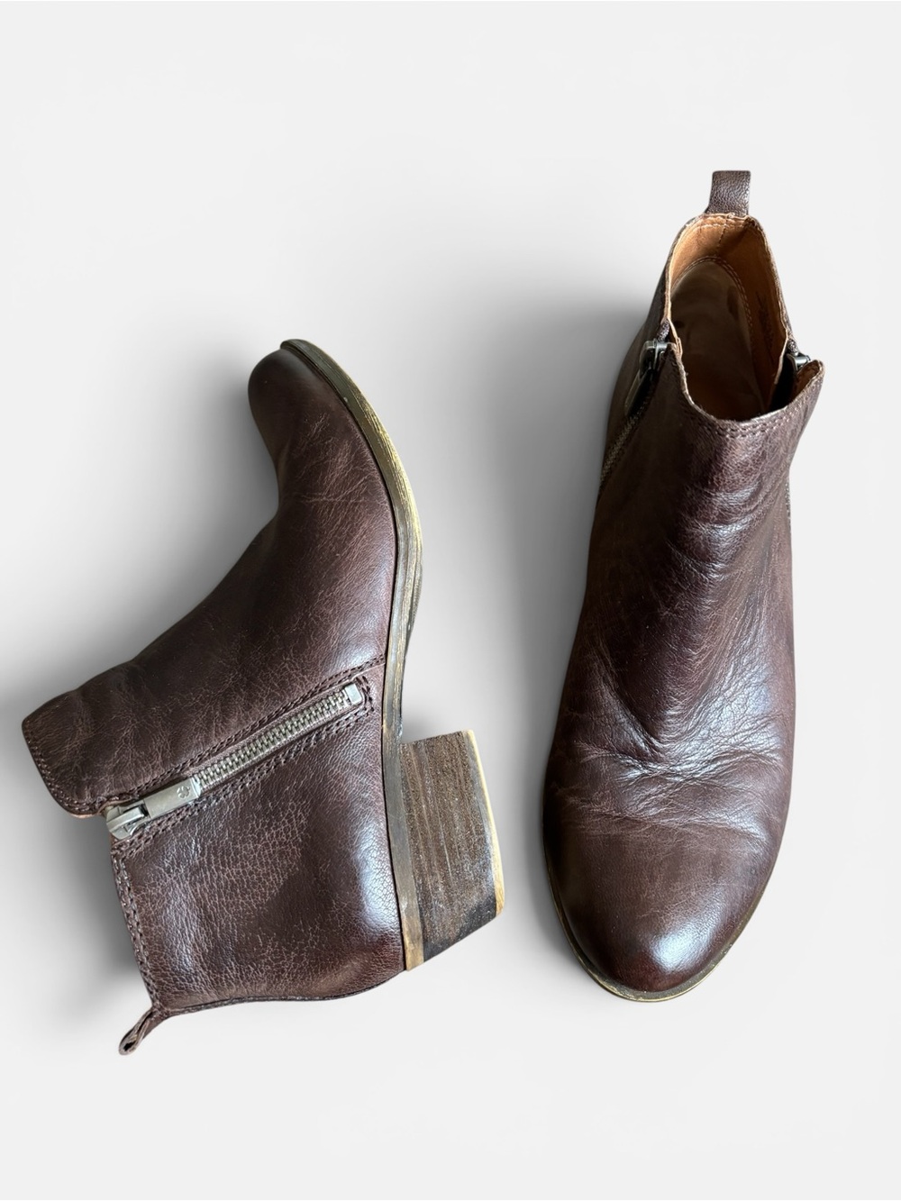 Lucky Brand Basel Leather Ankle Boots Double Zipper Size 9.5